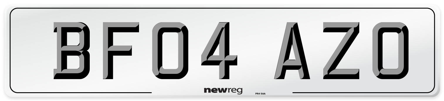 BF04 AZO Number Plate from New Reg